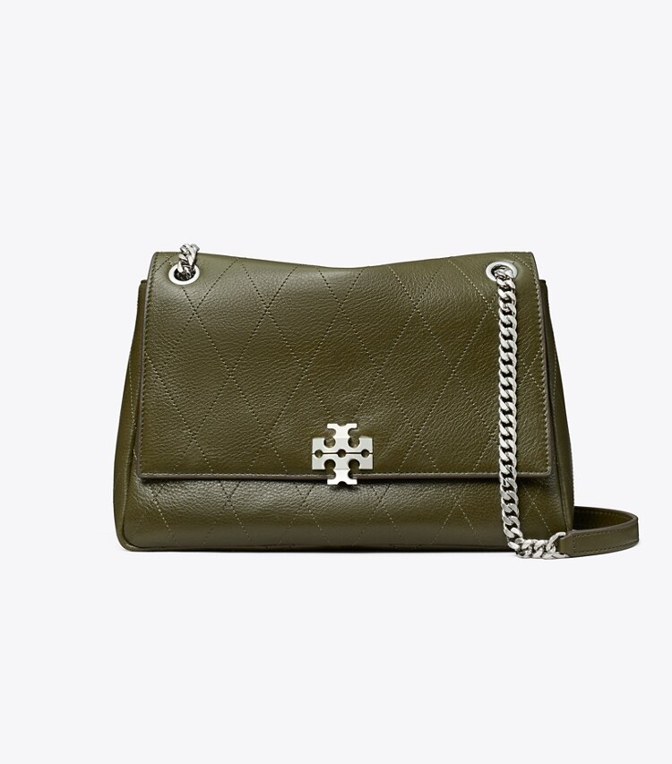 Tory Burch designer sacs porté épaule Sac porté épaule matelassé Charlie in Dark Olive front