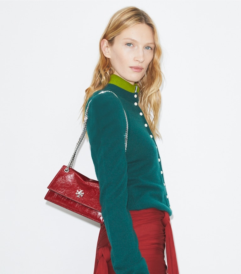 Tory Burch designer sacs porté épaule Sac porté épaule Mini Kira avec fermoir tourniquet in Red angle