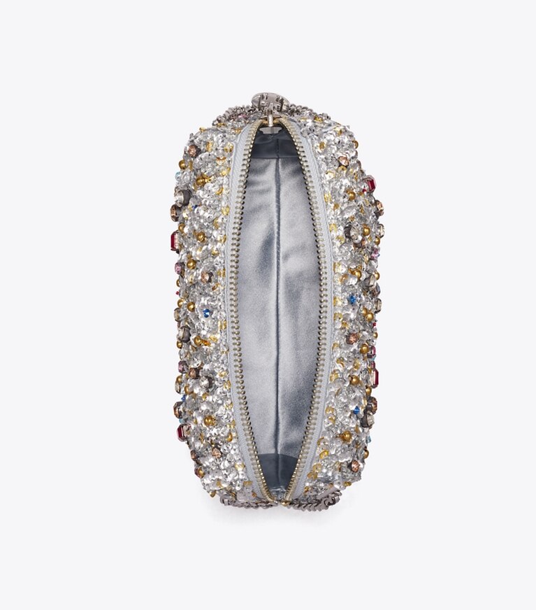 Tory Burch designer sacs à bandoulière Sac porté épaule souple Fleming orné dans Multi Stone vue du dessus