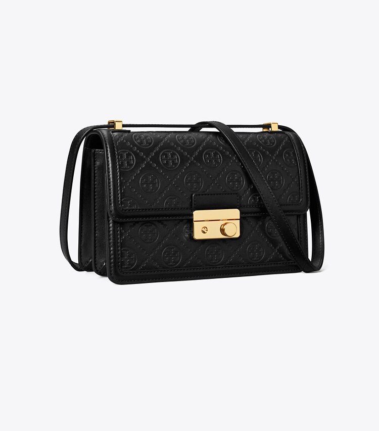 Tory Burch designer sacs porté épaule Sac porté épaule T Monogram en cuir in Black angle