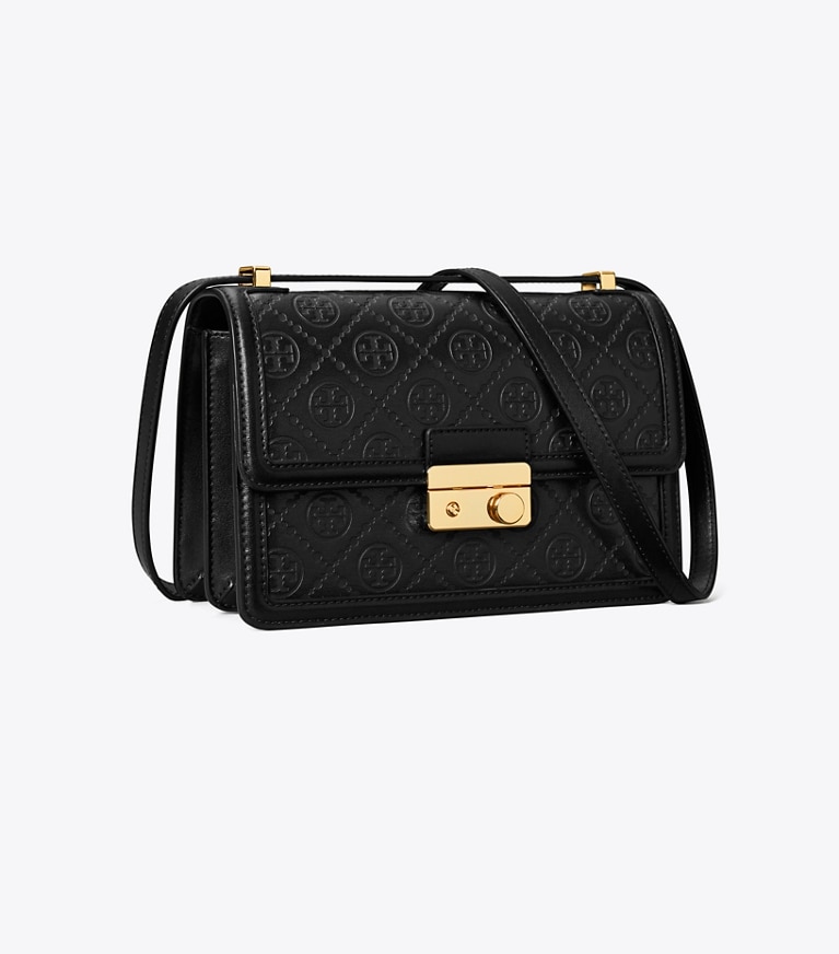 Tory Burch designer sacs porté épaule Sac porté épaule T Monogram en cuir in Black angle