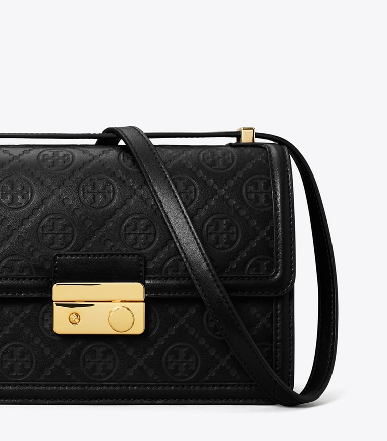 Tory Burch designer sacs porté épaule Sac porté épaule T Monogram en cuir in Black angle