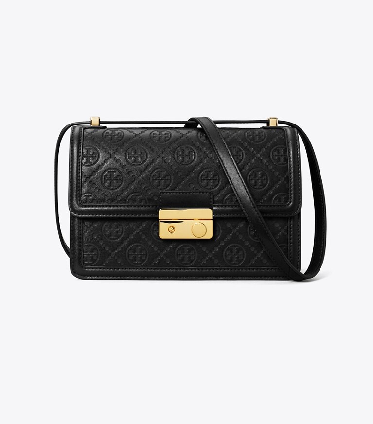 Tory Burch designer sacs porté épaule Sac porté épaule T Monogram en cuir in Black angle