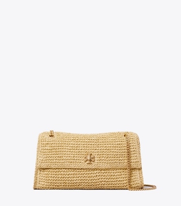 Tory Burch designer sacs porté épaule Sac porté épaule tissé Kira à fermoir tourniquet in Natural front