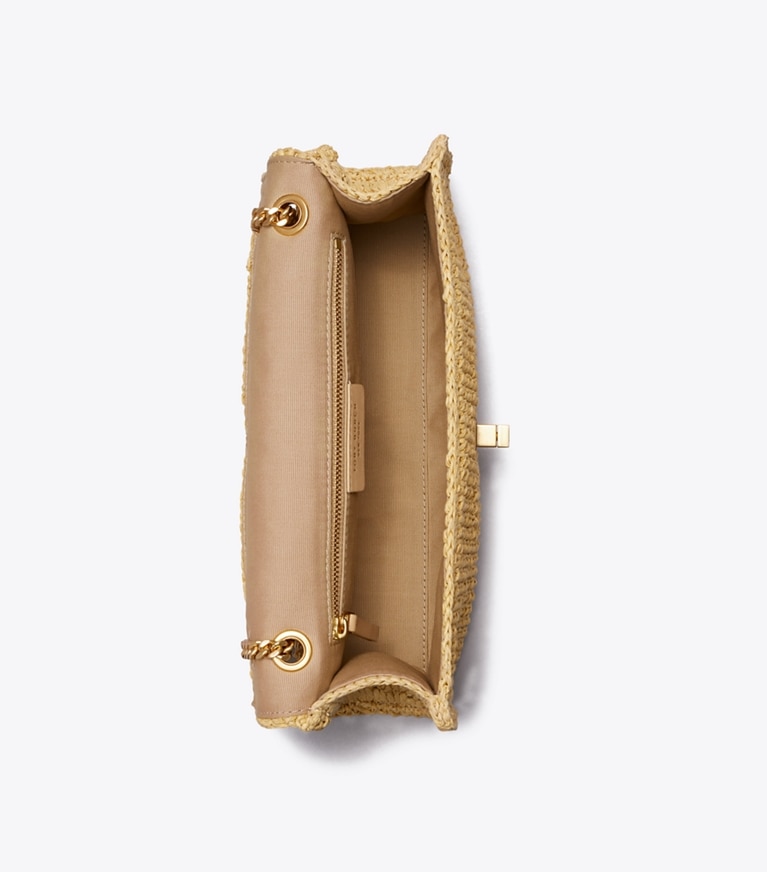 Tory Burch designer sacs porté épaule Sac porté épaule tissé Kira à fermoir tourniquet in Natural dessus