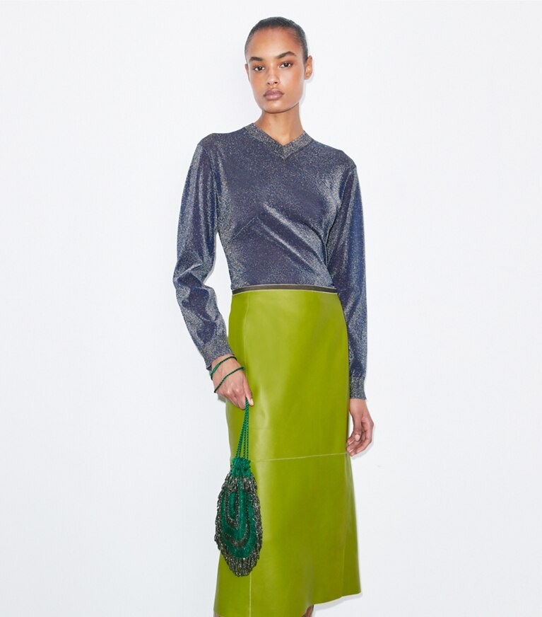 Tory Burch designer sacs à bandoulière Sac rétro perlé dans Green Multi accessoire sur le modèle