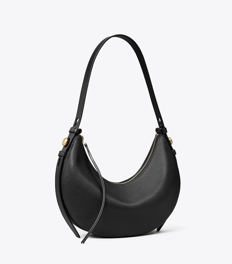 Tory Burch designer sacs porté épaule Sac Romy Half Moon in Black angle