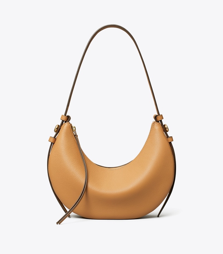 Tory Burch designer sacs porté épaule Sac Romy Half Moon in Tiramisu angle
