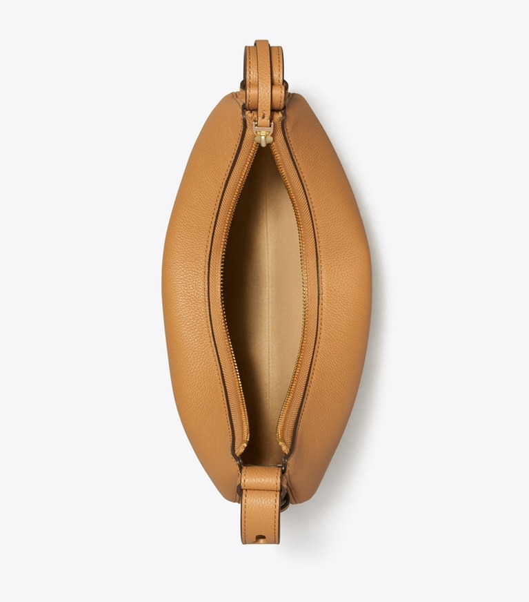 Tory Burch designer sacs porté épaule Sac Romy Half Moon in Tiramisu angle