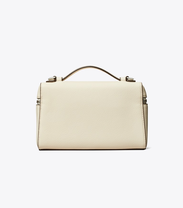 Tory Burch designer mini sacs Sac Romy Slim à poignée in Light Cream angle