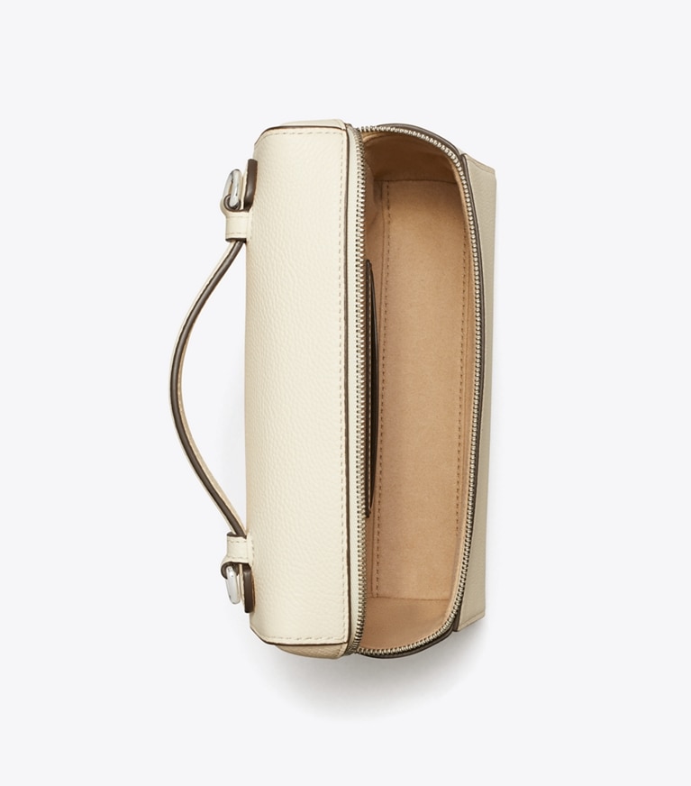 Tory Burch designer mini sacs Sac Romy Slim à poignée in Light Cream angle