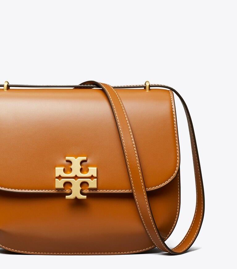 Tory Burch designer sacs porté épaule Sac saddle Eleanor Slim in Malt Whiskey angle