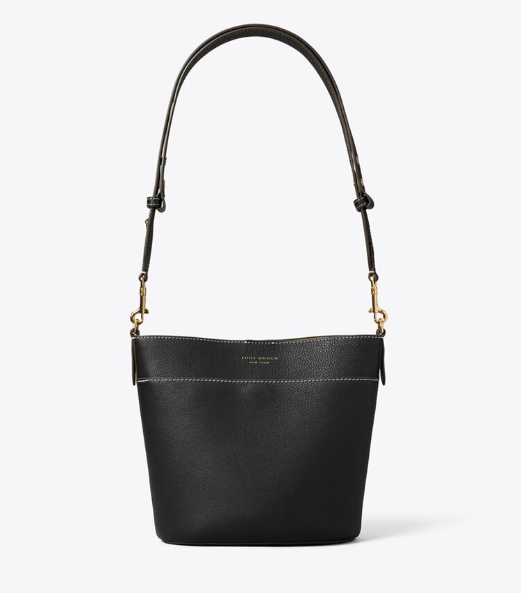 Tory Burch designer sac à main Sac seau en cuir dans Black de face