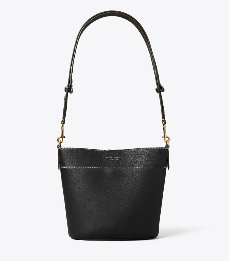 Tory Burch designer sac à main Sac seau en cuir dans Black de face