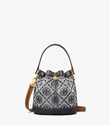 Tory Burch designer sacs à bandoulière Sac seau en jacquard T Monogram in Tory Navy front