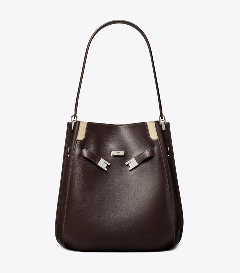 Tory Burch designer sacs porté épaule Sac seau Lee Radziwill dans Coco de face