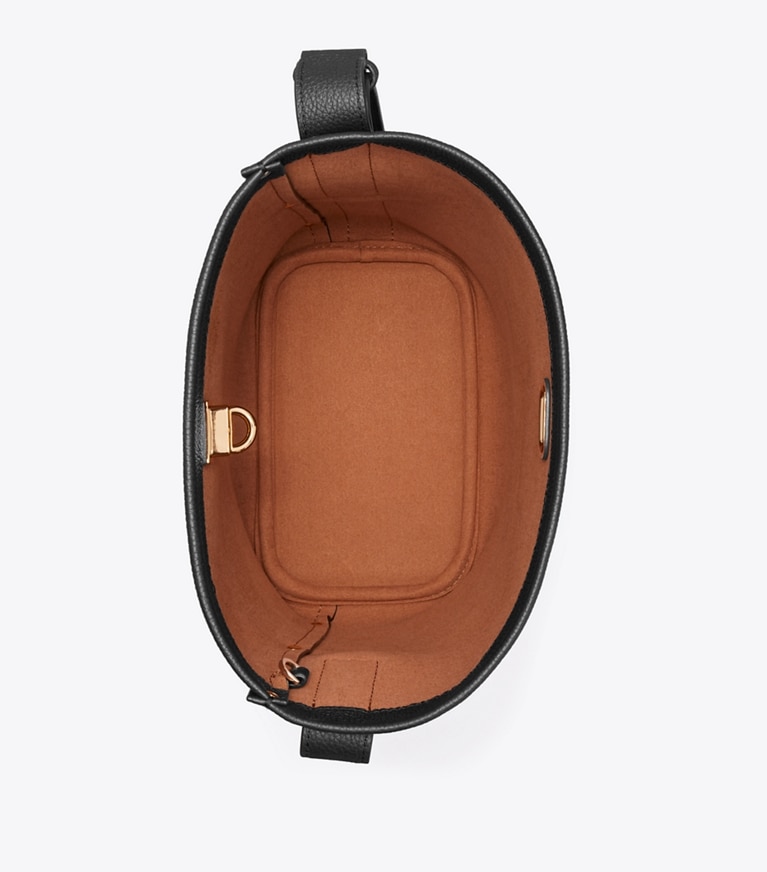 Tory Burch designer sacs porté épaule Sac seau Lock mince, format moyen dans Black vue du dessus