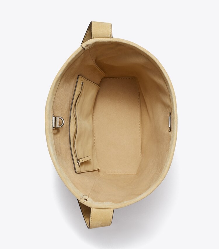 Tory Burch designer sacs porté épaule Sac seau Lock mince en crochet dans Butter vue du dessus