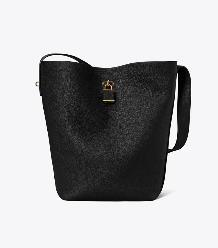 Tory Burch designer sacs porté épaule Sac seau Lock Slim dans Black de face