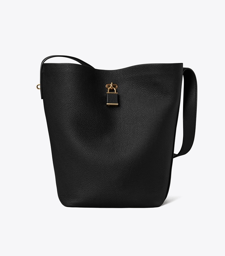 Tory Burch designer sacs porté épaule Sac seau Lock Slim dans Black de face