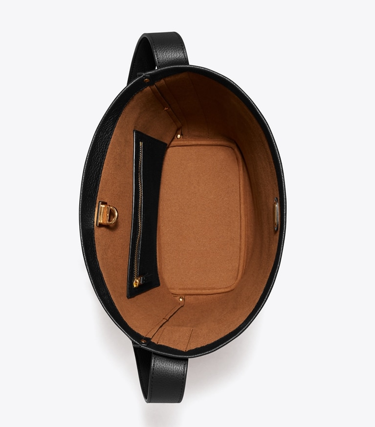 Tory Burch designer sacs porté épaule Sac seau Lock Slim dans Black vue du dessus