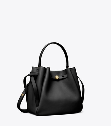 Tory Burch designer sacs à bandoulière Sac seau Romy in Black angle