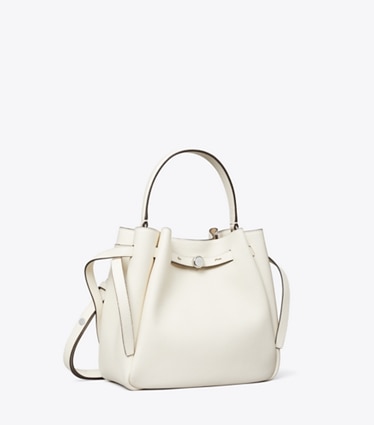 Tory Burch designer sacs à bandoulière Sac seau Romy in Light Cream angle