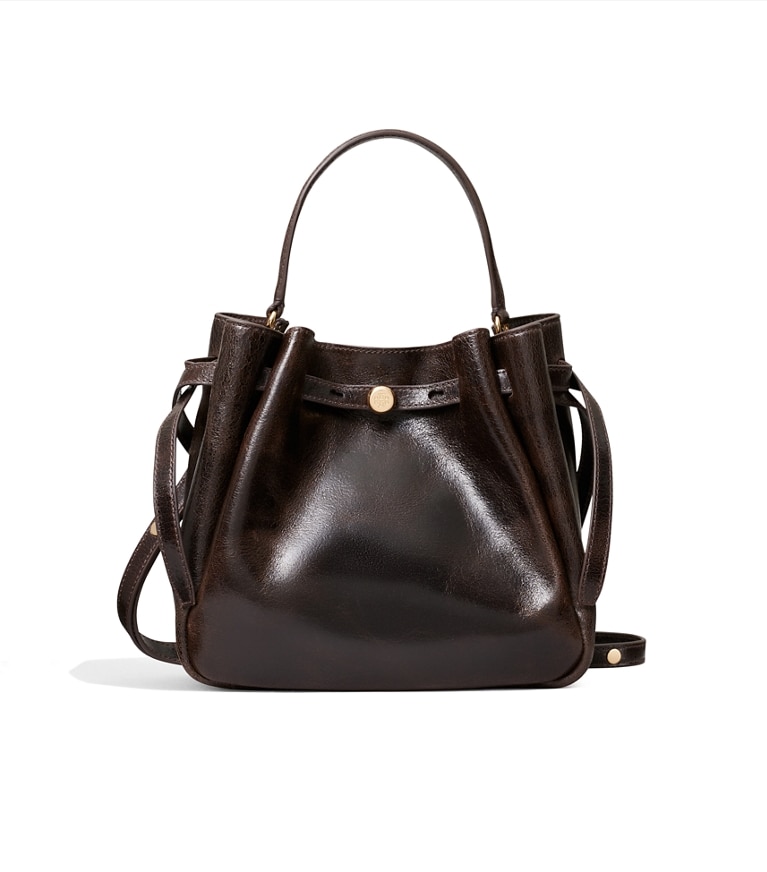 Tory Burch designer sacs à bandoulière Sac seau Romy effet vintage in Dark Brown additional