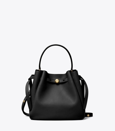 Tory Burch designer sacs à bandoulière Sac seau Romy in Black front