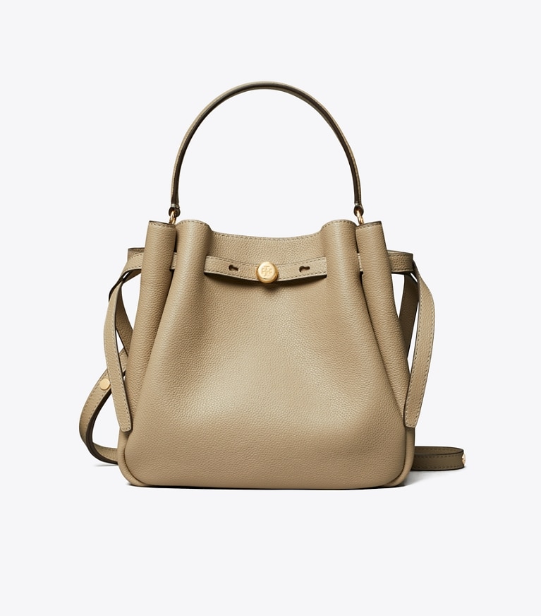 Tory Burch designer sacs à bandoulière Sac seau Romy in Soft Cement front