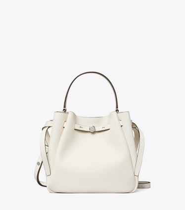 Tory Burch designer sacs à bandoulière Sac seau Romy in Light Cream front
