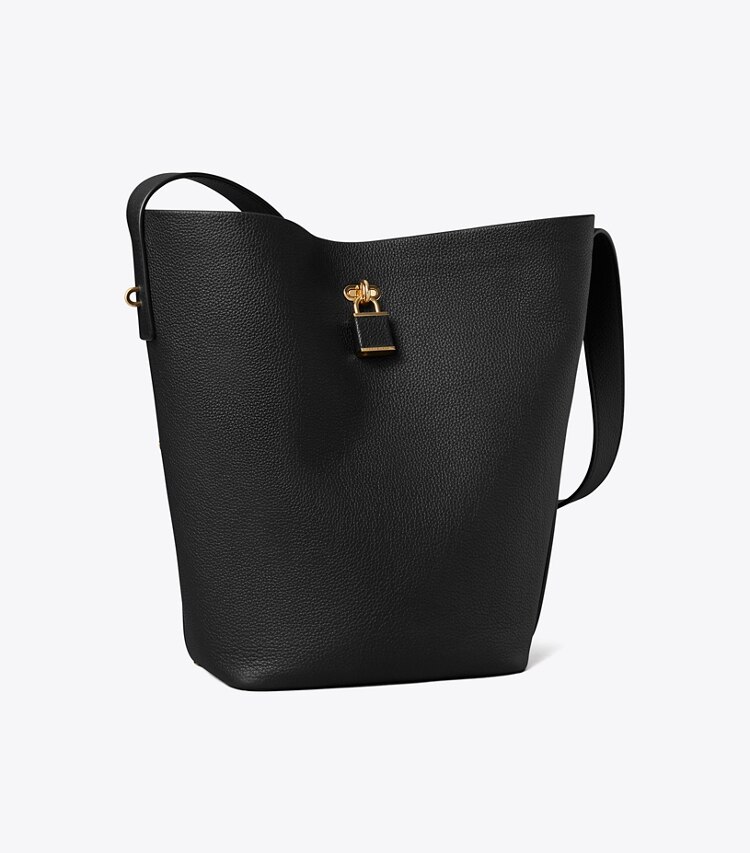 Tory Burch designer sacs porté épaule Sac seau Slim Lock in Black angle