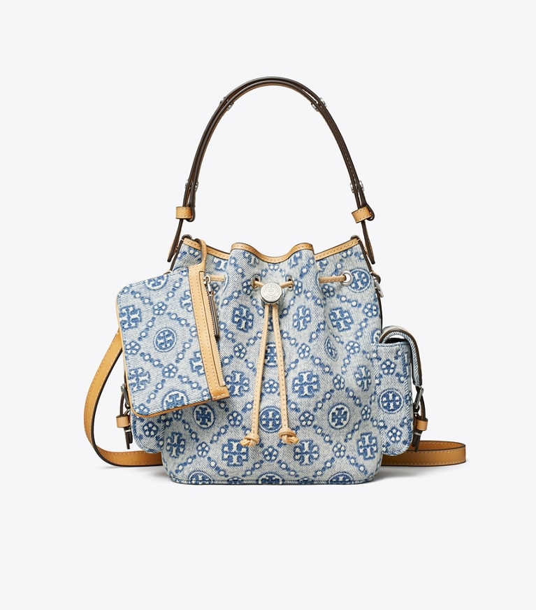 Tory Burch designer sacs à bandoulière Sac seau T Monogram en denim in Powder Blue additional