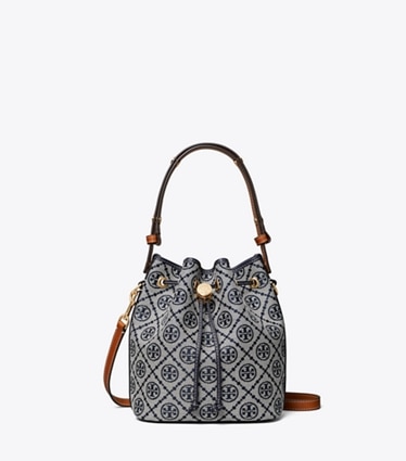 Tory Burch designer sacs à bandoulière Sac seau T Monogram in Tory Navy front