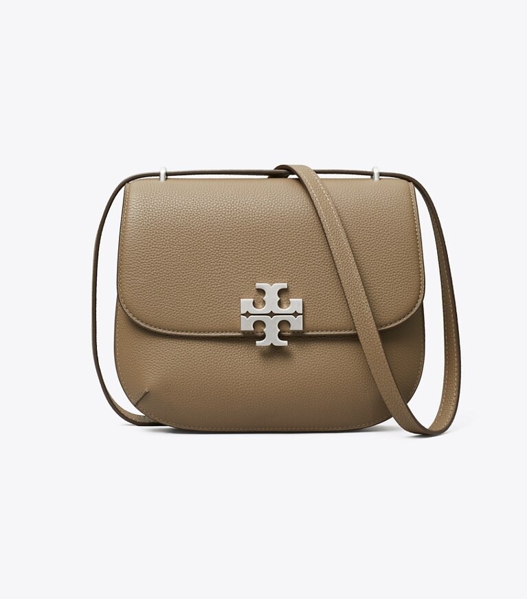 Tory Burch designer sacs porté épaule Sac selle Eleanor Slim grainé dans Wild Mushroom de face