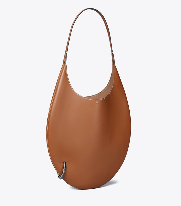 Tory Burch designer sacs porté épaule Sac souple Pierced in Aged Tan angle