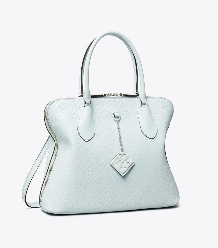 Tory Burch designer sac à main Sac Swing en cuir T Monogram dans Ice Blue angle