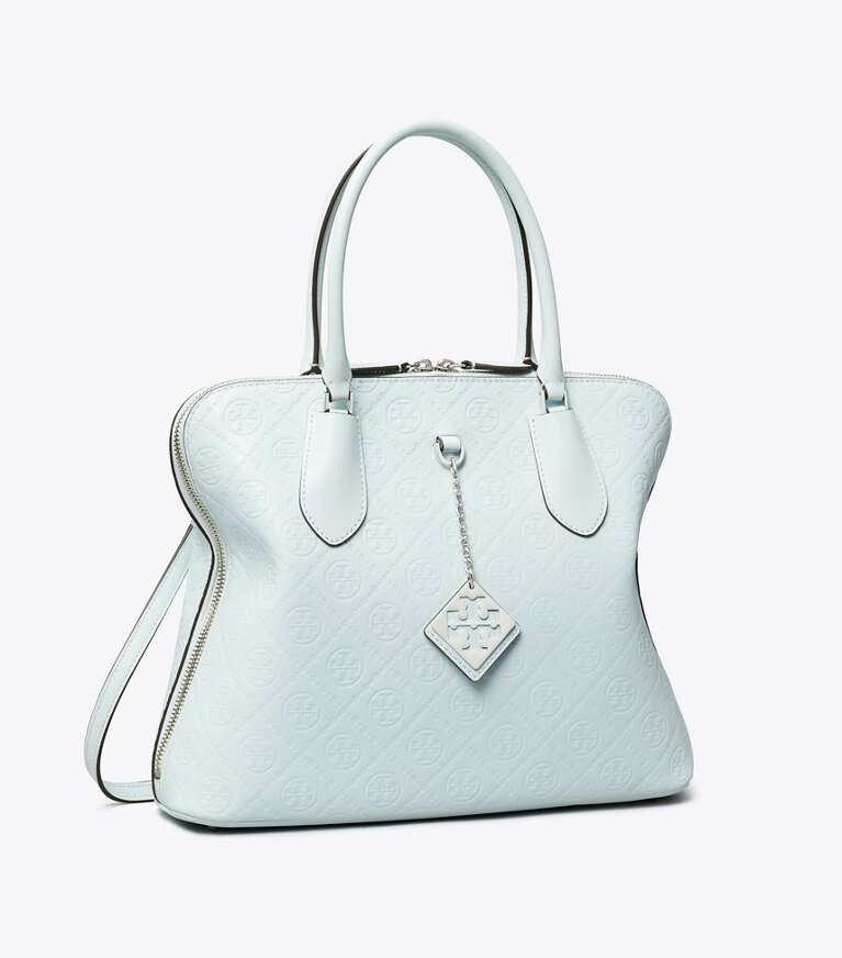 Tory Burch designer sac à main Sac Swing en cuir T Monogram dans Ice Blue angle