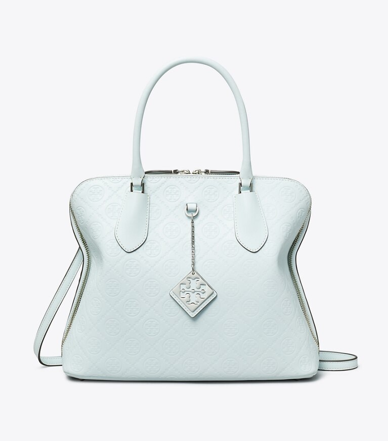 Tory Burch designer sac à main Sac Swing en cuir T Monogram dans Ice Blue de face
