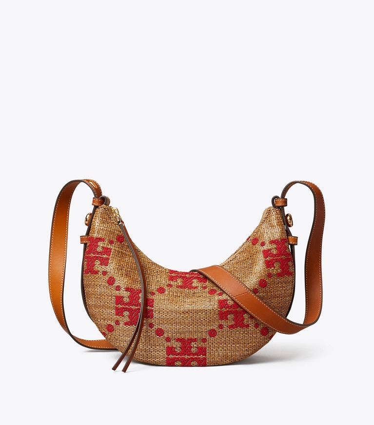 Tory Burch designer sacs porté épaule Sac tissé Romy Half Moon T Monogram in Natural additional