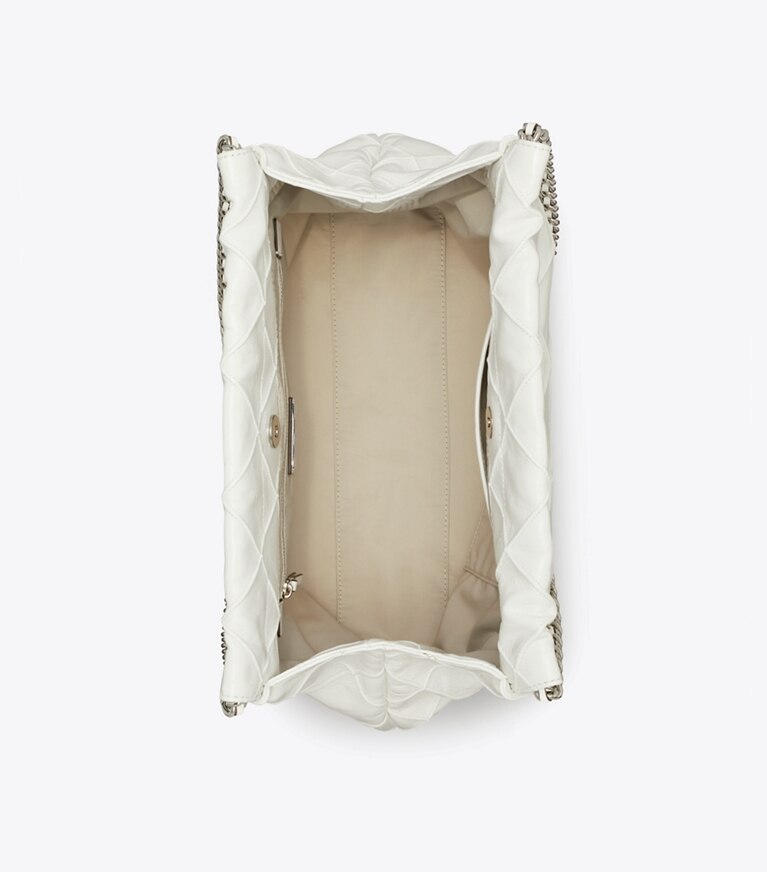 Tory Burch designer sacs hobo Sac vagabond souple Fleming aspect usé dans Blanc vue du dessus