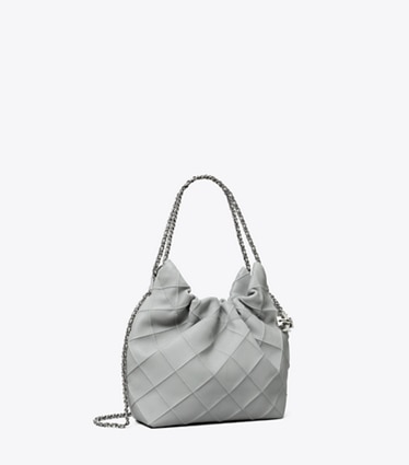 Tory Burch designer sacs à bandoulière Sac vagabond souple mini Fleming dans Gray angle