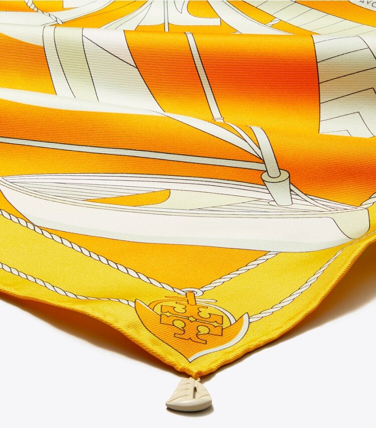 Tory Burch designer schals Sailboat Spiral Taschentuch in Orange detail