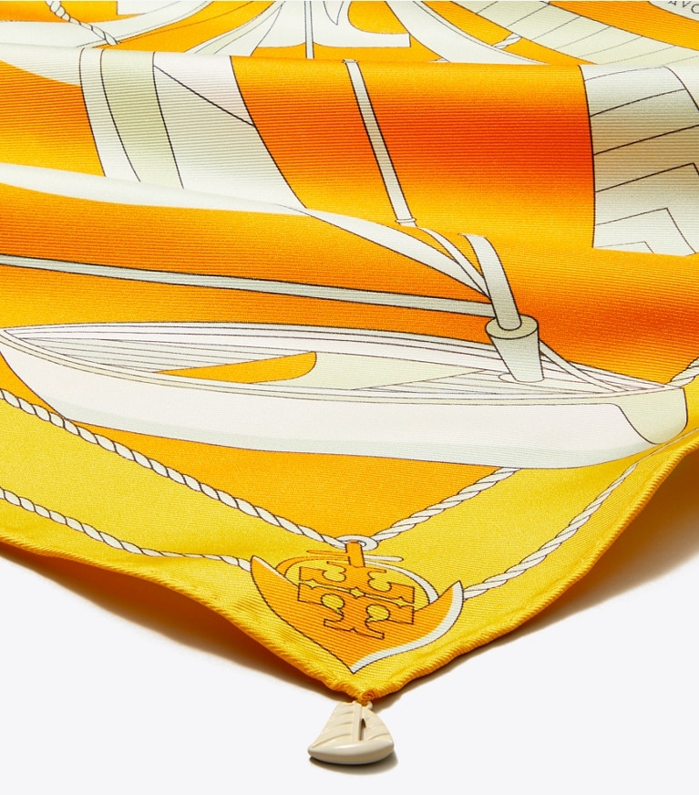 Tory Burch designer schals Sailboat Spiral Taschentuch in Orange von oben