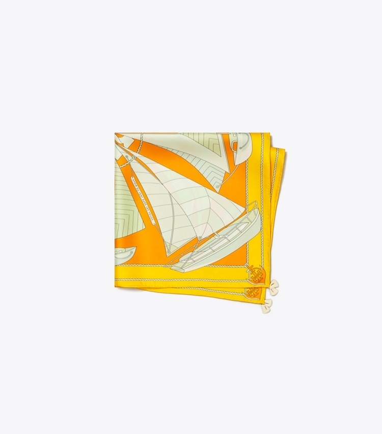 Tory Burch designer schals Sailboat Spiral Taschentuch in Orange folded