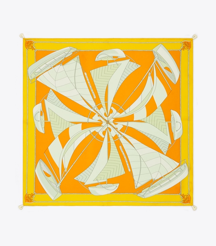 Tory Burch designer schals Sailboat Spiral Taschentuch in Orange von oben