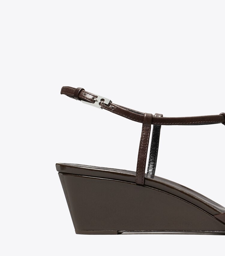 Tory Burch designer escarpins Salomé à talon compensé Gigi dans Cocoa détails