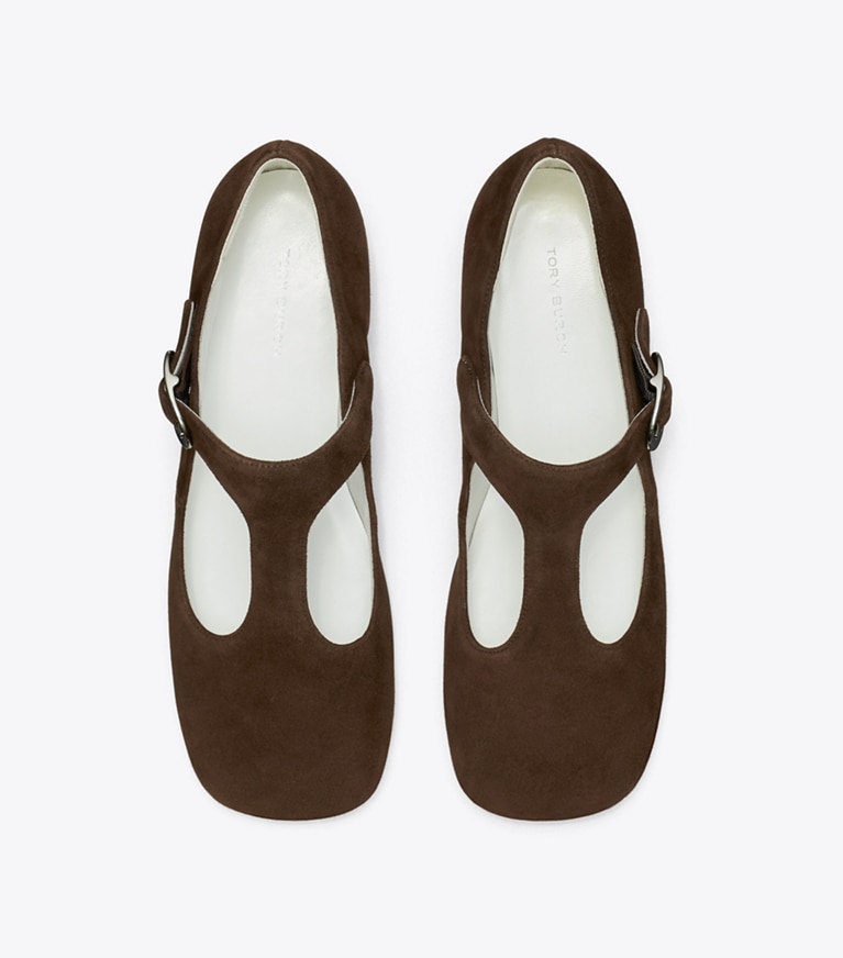 Tory Burch designer mocassins Salomé Violet dans DARK COCOA vue du dessus
