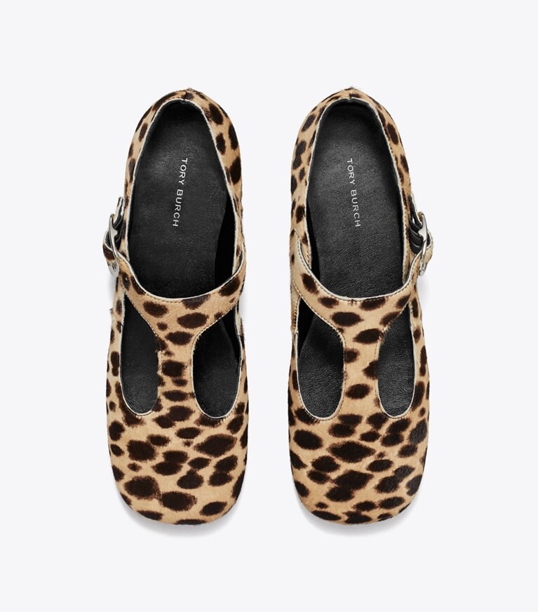 Tory Burch designer mocassins Salomé violet dans CHEETAH SPOTS vue du dessus