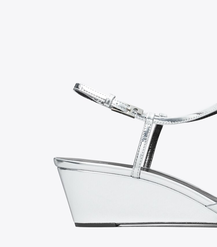 Tory Burch designer escarpins Salomés Gigi à talon compensé in PLATINUM informations